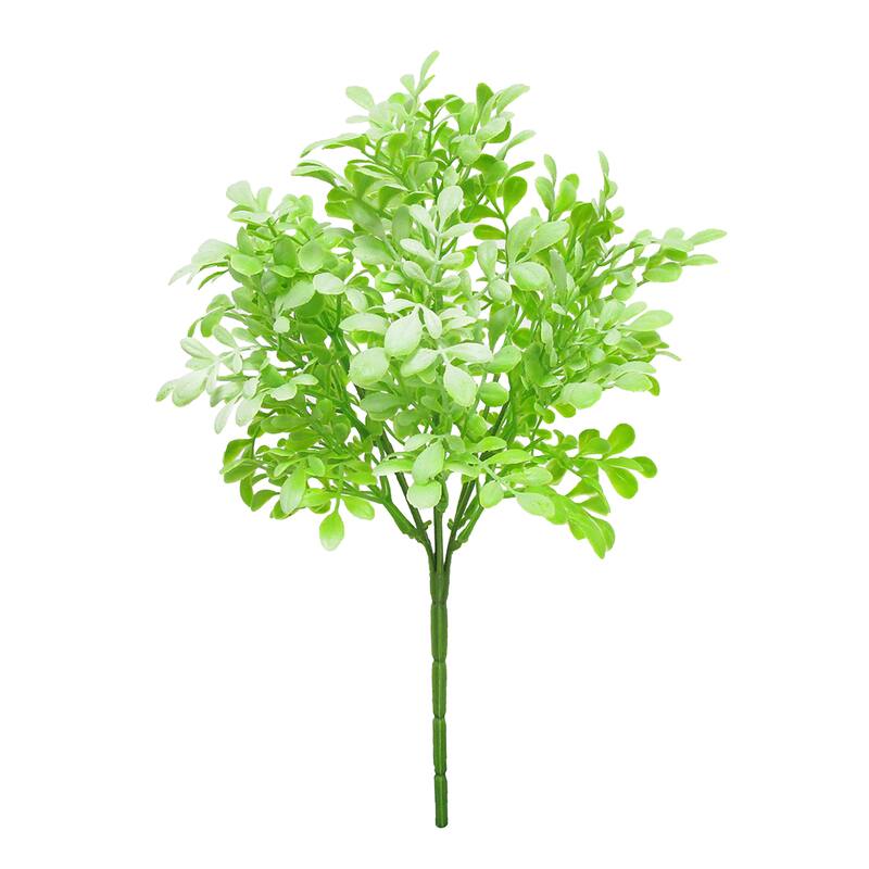 Set of 3 Artificial Garden Leaf Stem Plant Greenery Foliage Bush 14in - 14" L x 10" W x 10" DP - Frosted Light Green
