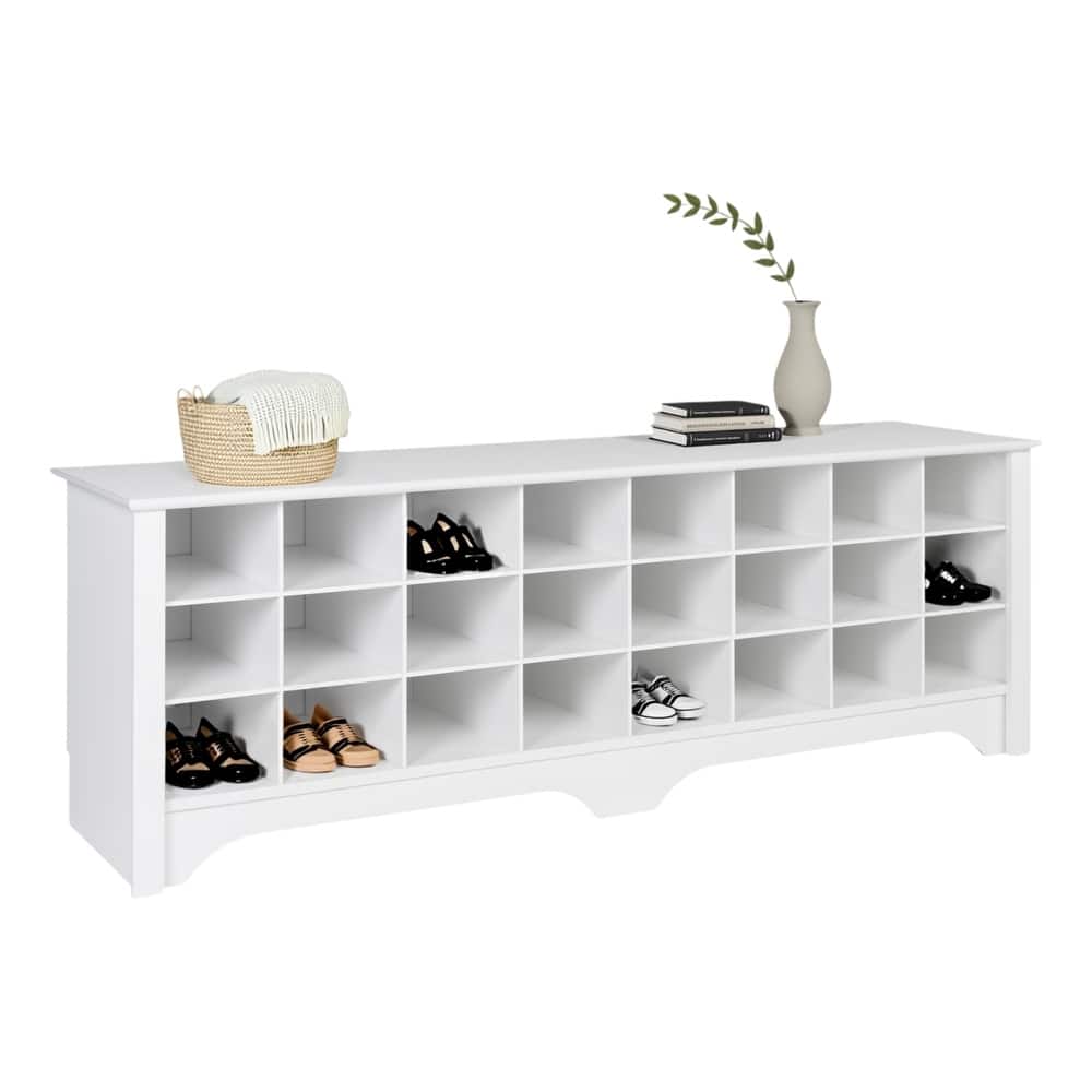 Prepac 24 pair Shoe Storage Cubby Bench, Multiple Finishes