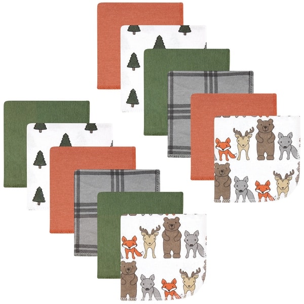 slide 1 of 1, Hudson Baby Infant Boy Flannel Cotton Washcloths, Wild Forest 12-Pack, One Size - Wild Forest 12-Pack - One Size One Size - Wild Forest 12-Pack