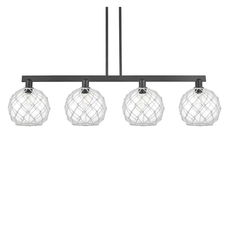 Innovations Lighting 716-4I-13-53 Farmhouse Rope Linear Farmhouse Rope - Matte Black / Clear Glass with White Rope