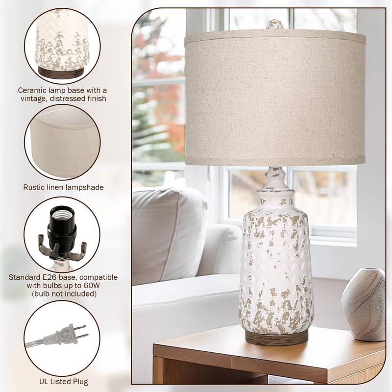 2 Set Modern Ceramic 22.5"H Nightstand Table Lamp