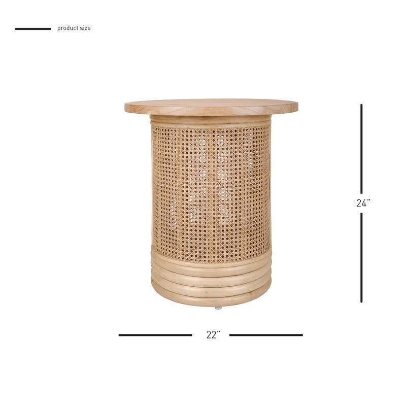 NPD Furniture Brisa Rattan Coffee / Side End Table with Wood Top