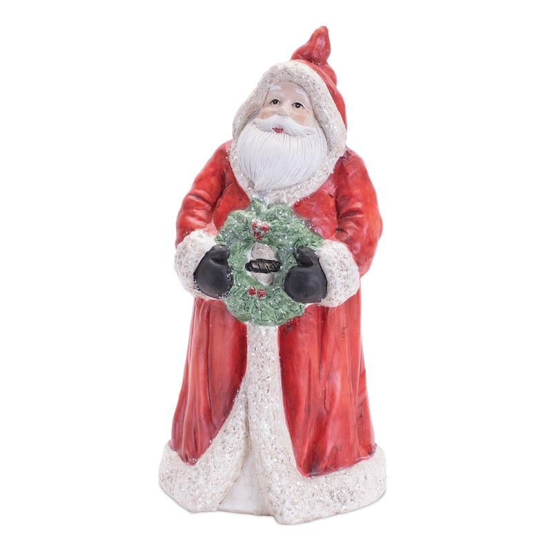 Set of 2 Santa Figurines for Holiday Decoration Indoor Use - 4.25” x 4” x 8.5”