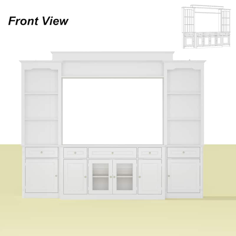 104.3"x82.3" Complete Entertainment Wall Unit White TV Stand Display