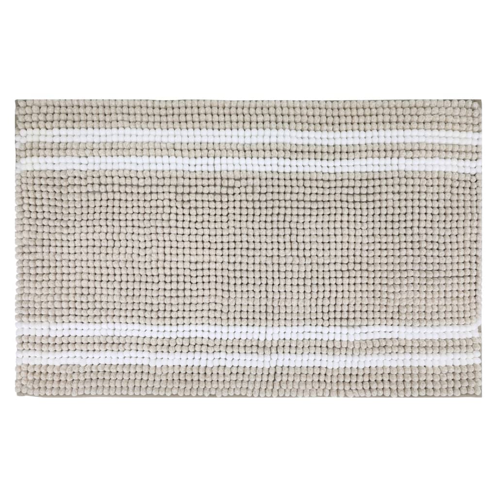Striped Bathroom Rugs, Soft and Absorbent Fluffy Chenille Bath Rug, Non Slip Bathroom Floor Mat, Machine Wash Dry