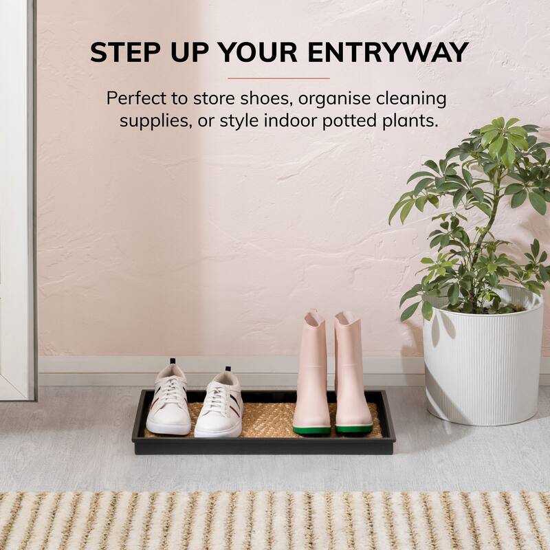 Natural and Recycled Rubber Boot Tray with Tan and Khaki Coir Insert
