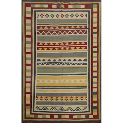 Hand Woven Oriental 100% Wool Carpet Southwestern Modern Multi-Colored Kilim Area Rug - 13' 0'' X 9' 6''