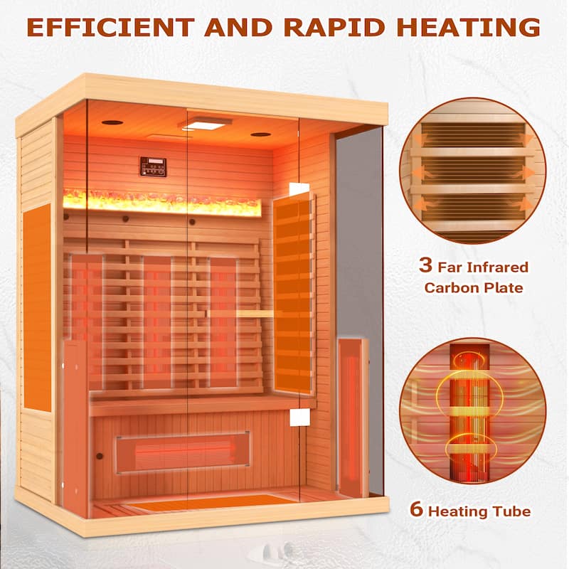 EROMMY up to 3 Person Infrared Sauna with 15-Minute Warm-Up Heater Tube and Carbon Plate