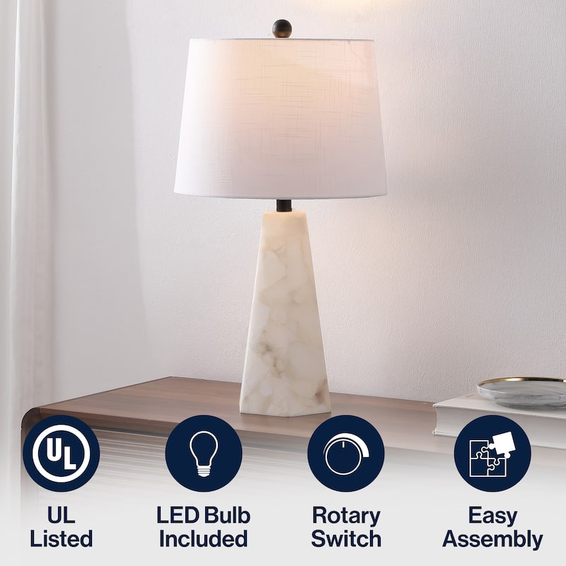Highland 25.5" Alabaster LED Table Lamp, White by JONATHAN Y