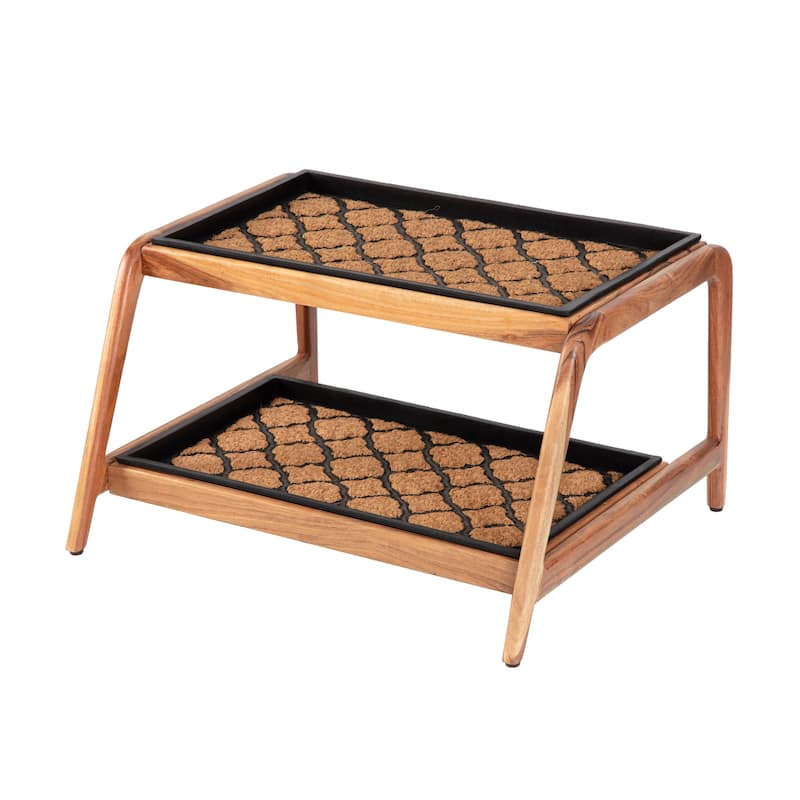 Jani Double-Tier Natural Stand 2-Pair Rubber Boot Trays - Shangri-La