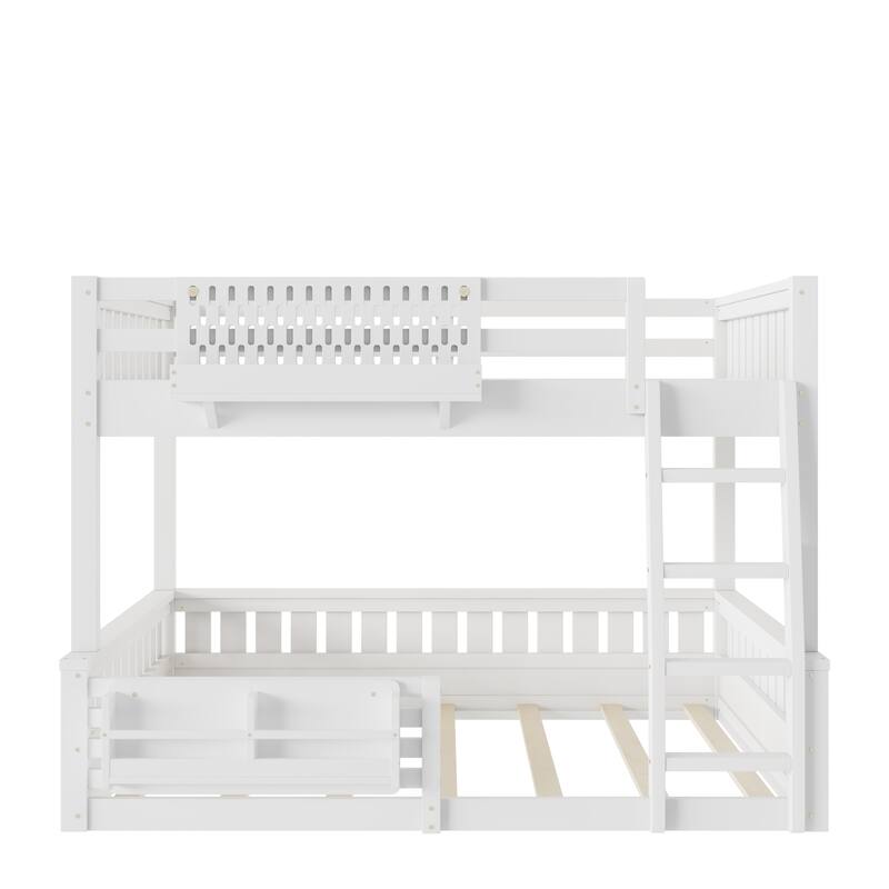 Wooden Bunk Bed of 3 Kinds Size with Pegboard, Bookshelf and Guardrails, Detachable Bunk Bed Convertible 2 Platform Beds