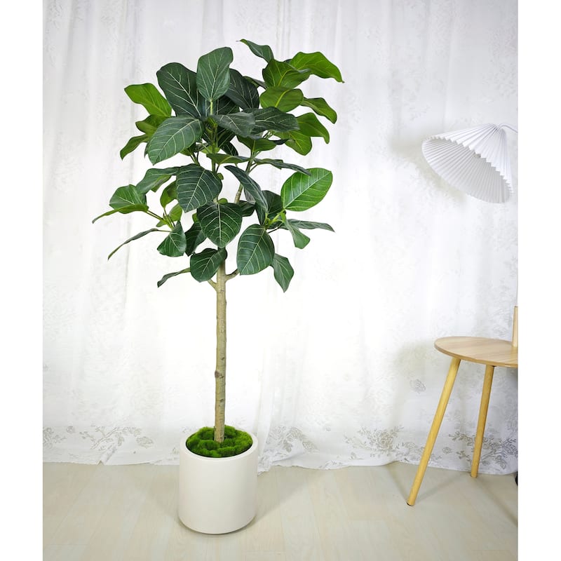 5 ft. Artificial Audrey Ficus Tree in White Decor Pot - 29.5 in. W x 29.5 in. D x 60.25 in. H