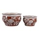 preview thumbnail 12 of 80, Decorative Floral Ceramic Chinoiserie Round Planter - Set of 2