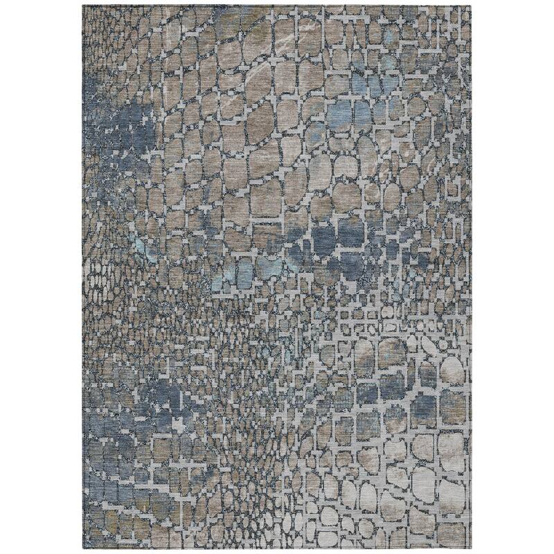 Machine Washable Indoor/ Outdoor Modern Cobble Chantille Rug