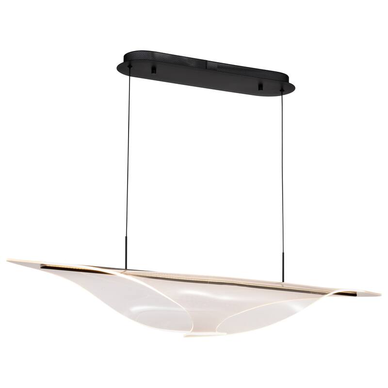 Geneva 46 Inch LED Island Pendant Matte Black Silk Screened Acrylic Lens - Matte Black