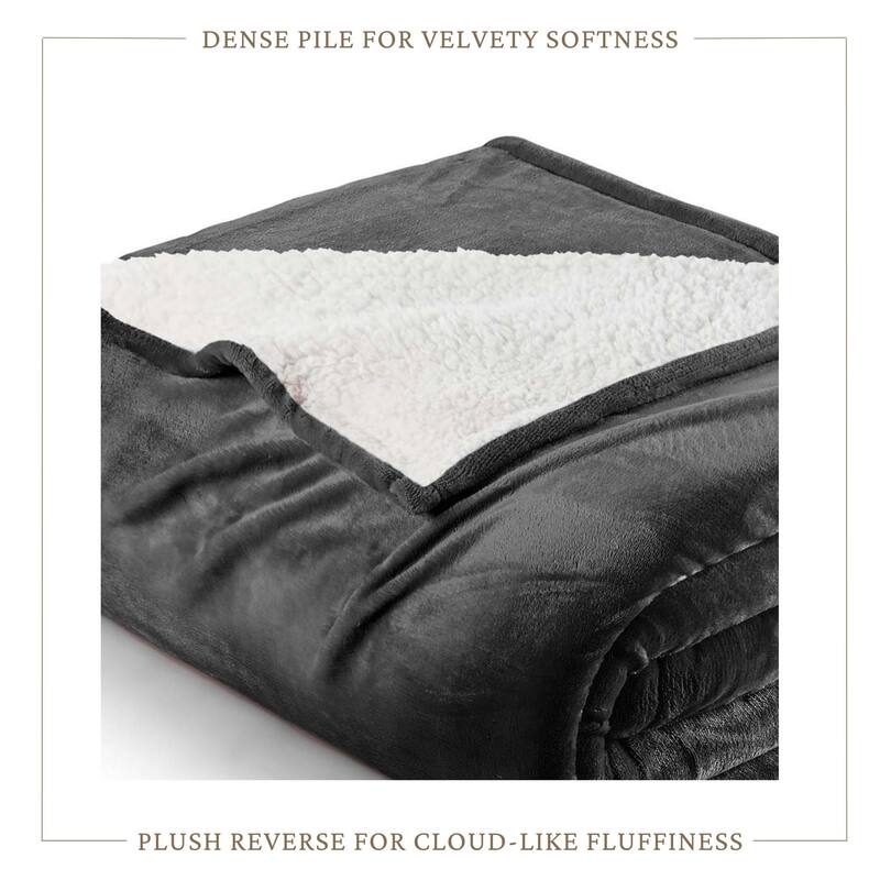 Linery & Co. Velvet Plush Reversible Sherpa Bed Blanket