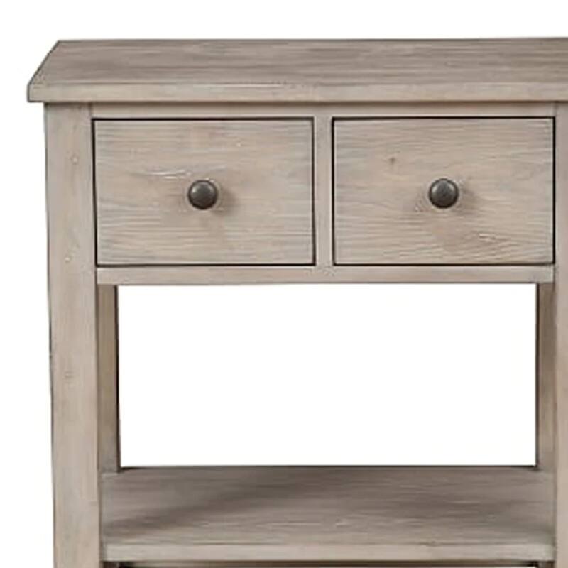 Natural Gray 2 Drawer 24 in. W Nightstand with Sturdy Hardware and Ample Storage