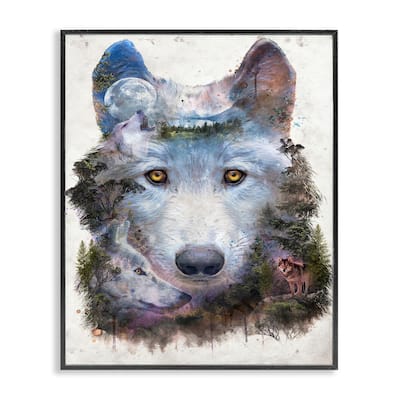 Stupell Wolf Form with Woodland Scene Framed Giclee Art Design By Barrett Biggers