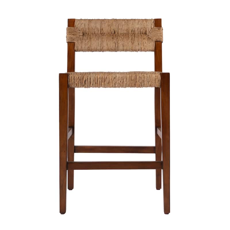 Valencia 25 in. Seat Height Woven Counter Stool with Back