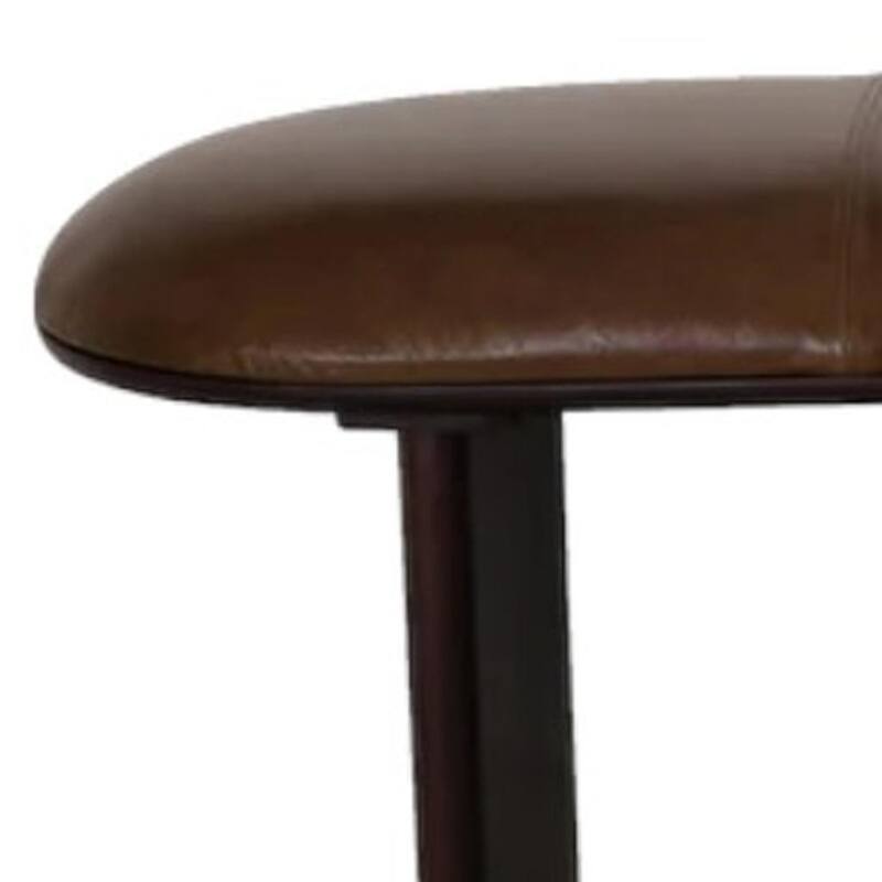 HomeRoots 48" Brown Genuine Leather and Solid Wood Upholstered Bench - 48.00 in. x 18.00 in. x 16.00 in.