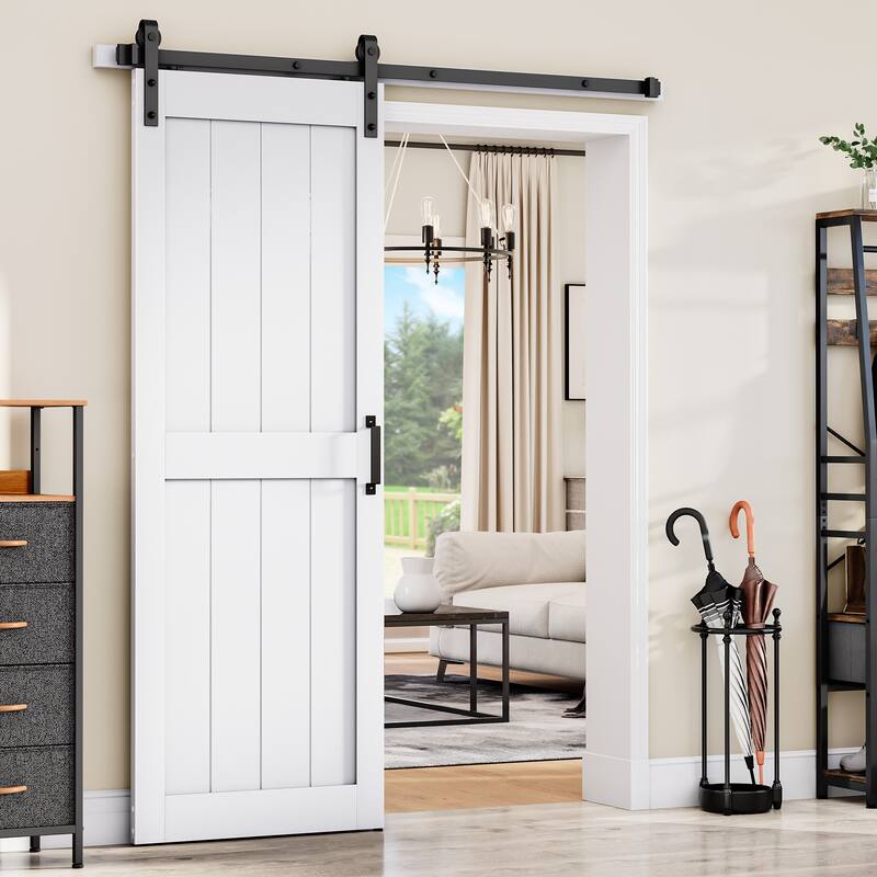 30''/36''/48'' Manufactured Wood PVC Paneled Barn Door with Installation Hardware Kit