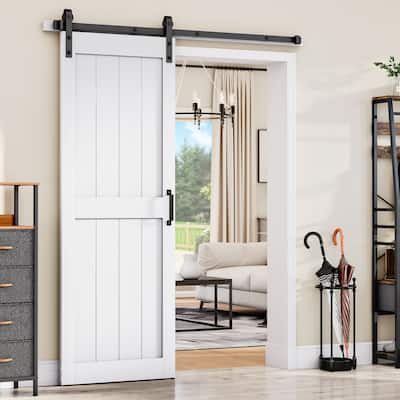 30''/36''/48'' Manufactured Wood PVC Paneled Barn Door with Installation Hardware Kit