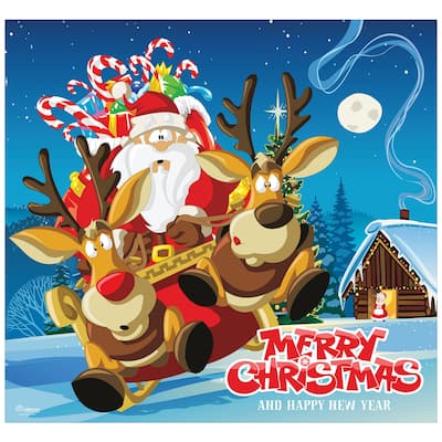 Santa's Merry Christmas Takeoff Single Car Garage Door Banner - 7' x 8' - Multi