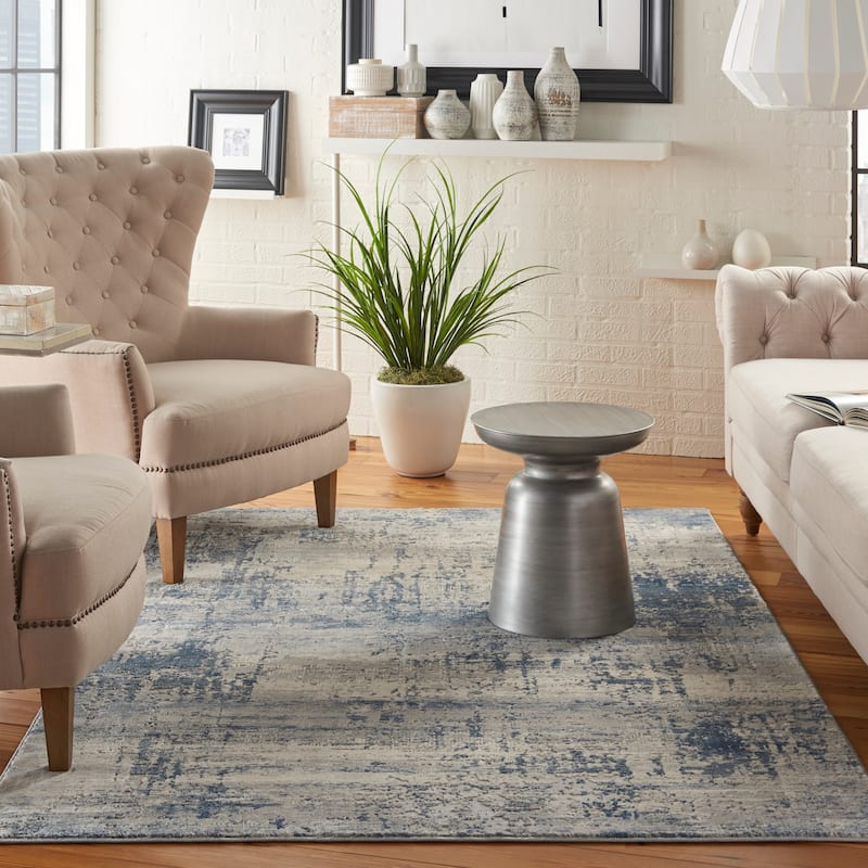 Copper Grove Nurnberg Modern Abstract Blue/Ivory Ombre Area Rug - 5'3" x 7'3" - Ivory/Blue - Rectangle