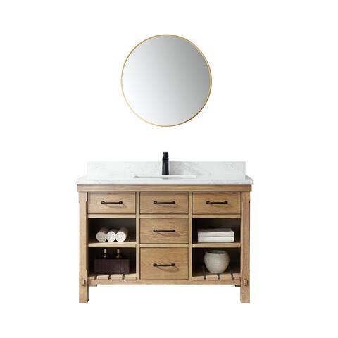 Valencia 48" Vanity in Washed Ash with Countertop With Mirror