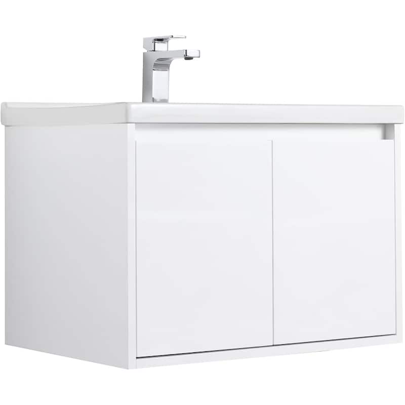 Blossom 28" Wall Mounted Floating Bathroom Vanity with Ceramic Sink
