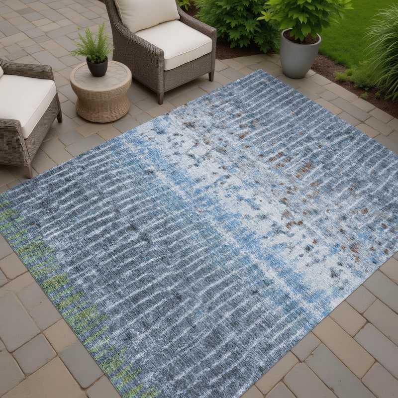 Machine Washable Indoor/ Outdoor Boho Modern Chantille Rug