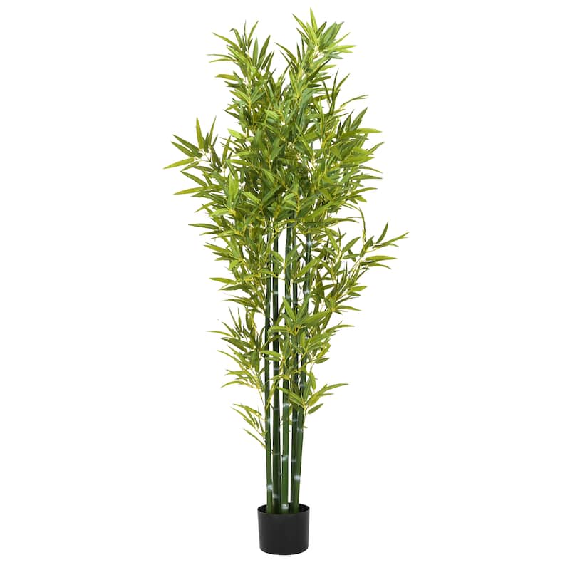 72" Artificial Bamboo with Black Plastic Pot, Set of 2