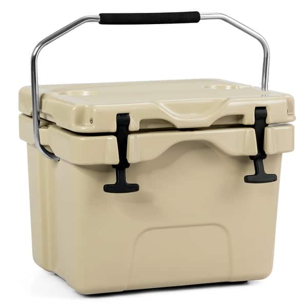 slide 1 of 12, Costway 16 Quart Cooler Portable Ice Chest Leak-Proof 24 Cans Ice Box - 18"x13.5"x13" (LxWxH) Yellow - 18"x13.5"x13" (LxWxH)