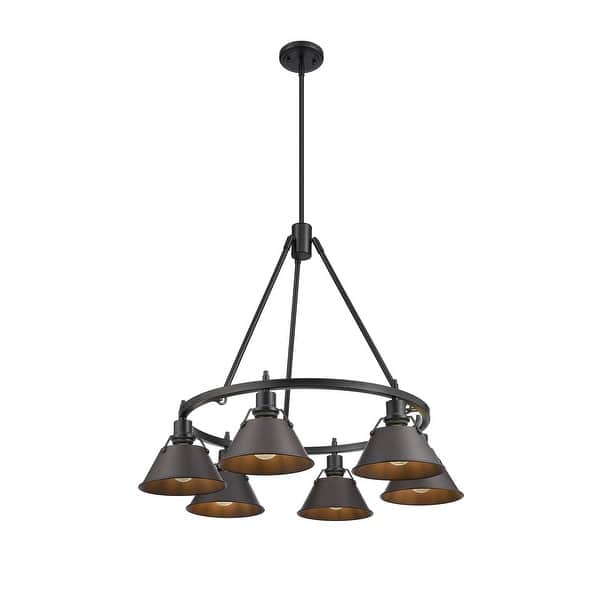 slide 1 of 1, Orwell 6-Light Chandelier in Matte Black with Rubbed Bronze