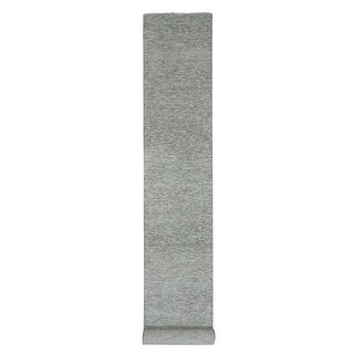 Shahbanu Rugs Graphite Gray Tone on Tone Hand Knotted Pure Undyed Wool ...