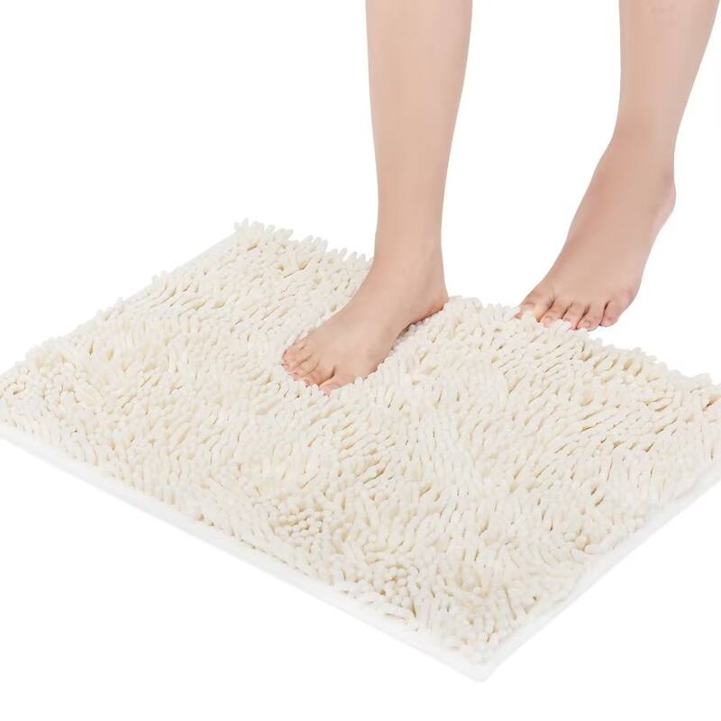 Chenille Non-Slip Bath Rug - 17"Wx24"L - Beige