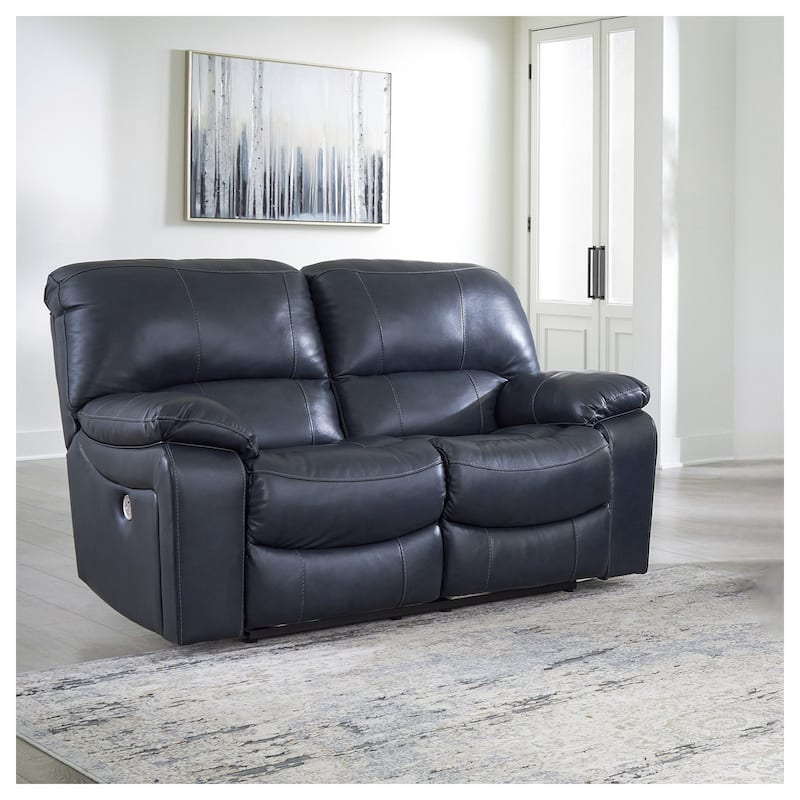 Signature Design by Ashley Leesworth Blue Power Reclining Loveseat - 65"W x 41"D x 41"H - Blue