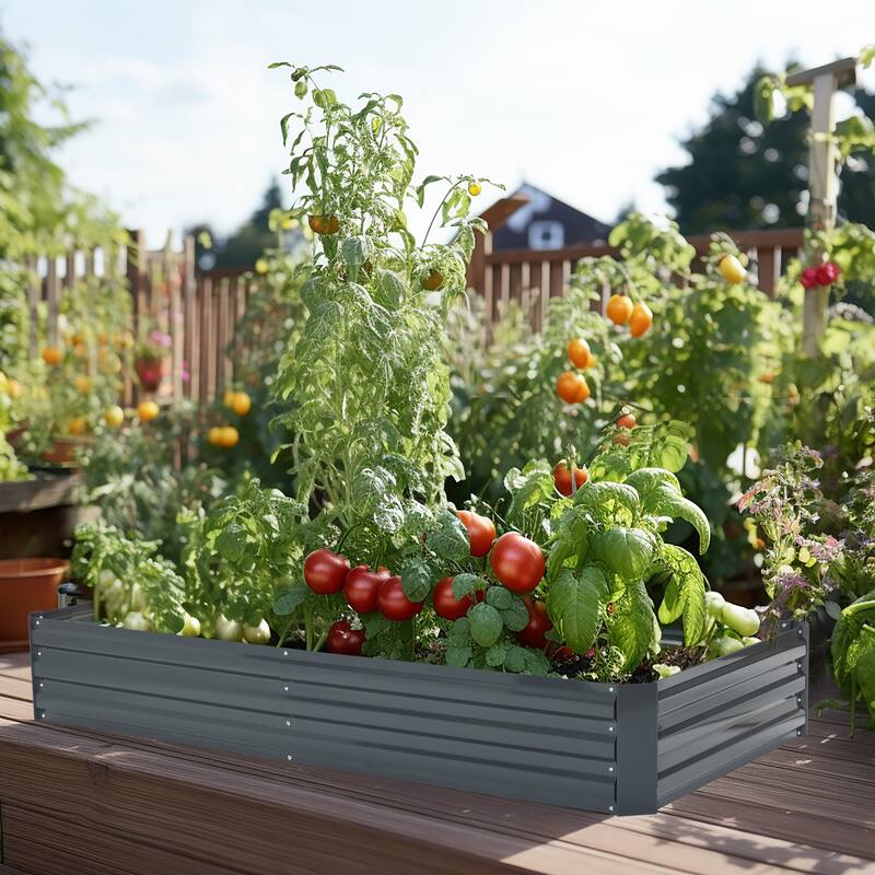 Galvanized Steel Rectangular 6-Ft x 3-Ft Raised Garden Bed Planter - 6' x 3'