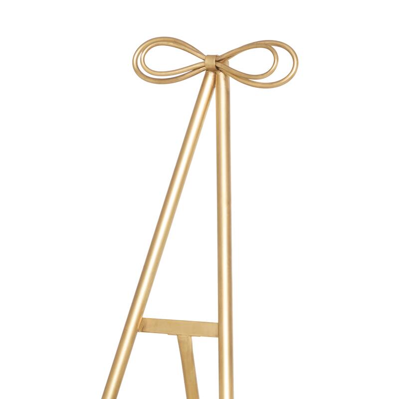 Metal Adjustable 3 Tier Easel with Bow Top - Gold - Roche River Decor