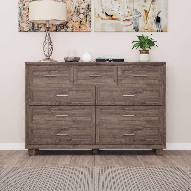 Storage Dresser Organizer TV Stand Chest of Drawers Brown White - Walnut