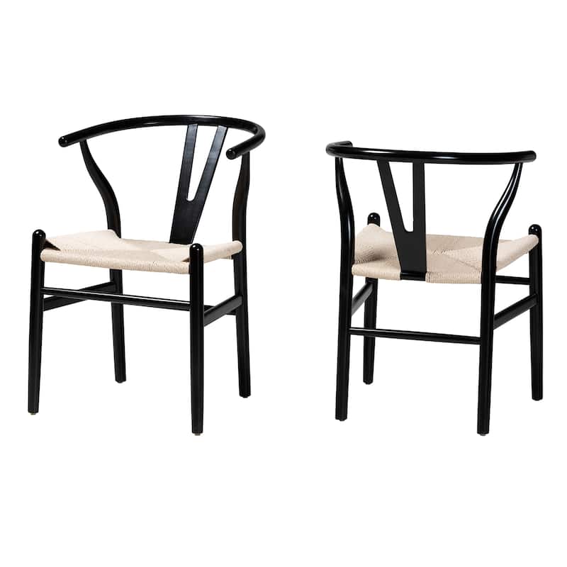 Paxton Modern Wood 2-Piece Dining Chair Set - Black, Beige
