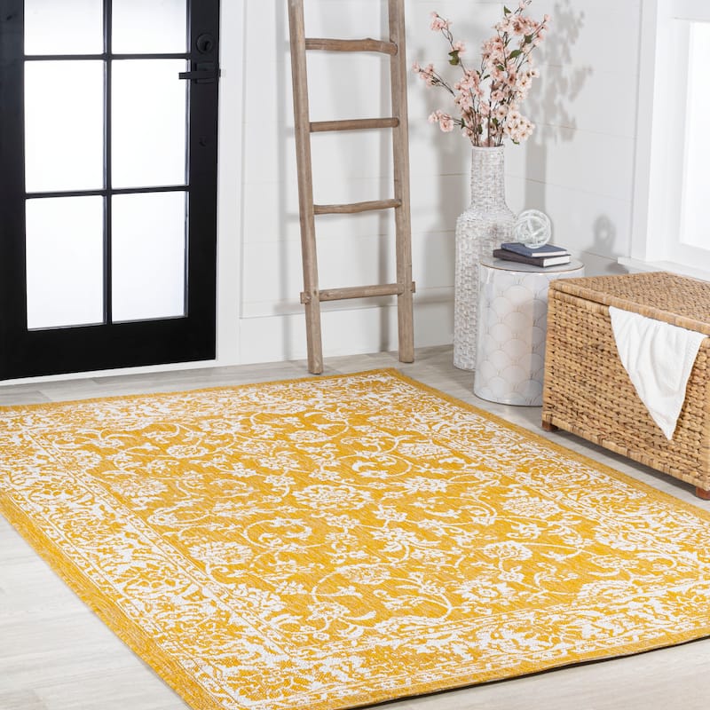 JONATHAN Y Sinjuri Bohemian Textured Weave Floral Indoor/Outdoor Area Rug