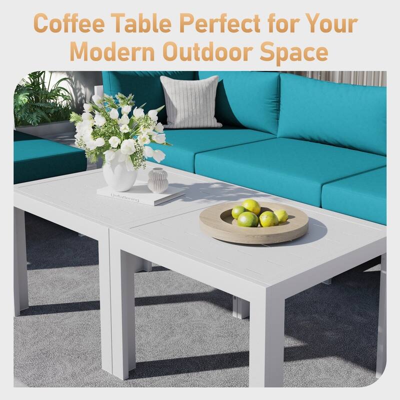 FINCATI 10-Piece Aluminum Patio Furniture Set, Outdoor Sectional Sofa with Cushions and Coffee Tables