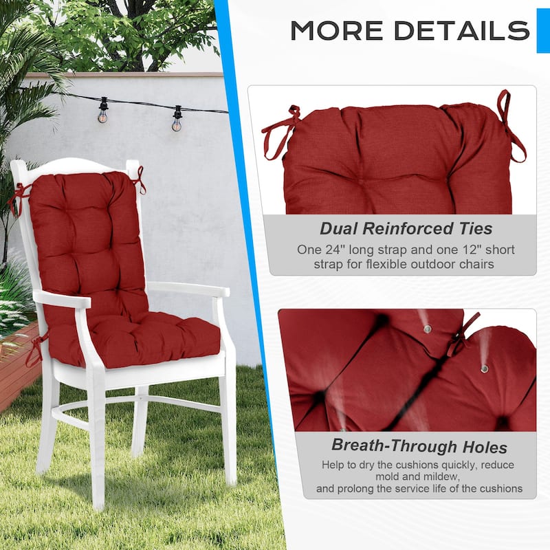 Aoodor Outdoor 42"x 20" x5" Tufted Back Cushions Patio Replacement Chair Cushion, Set of 2