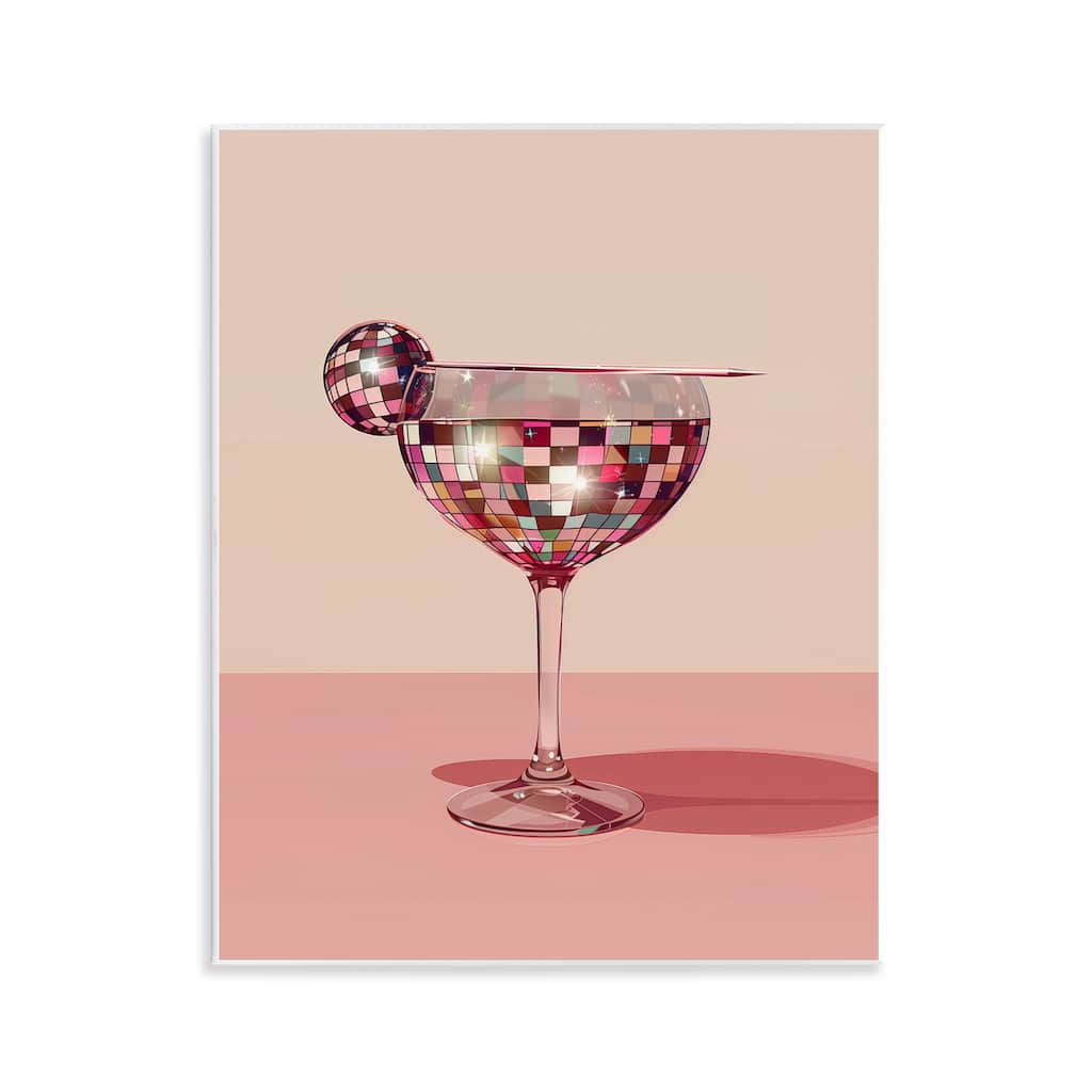 Stupell Rosy Hued Disco Drink Wall Plaque Art Design By Arlington Prints