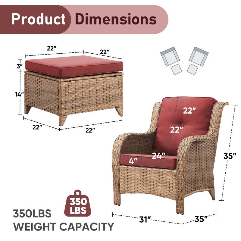 Outdoor Arm Chair with Cushion Rattan Chair