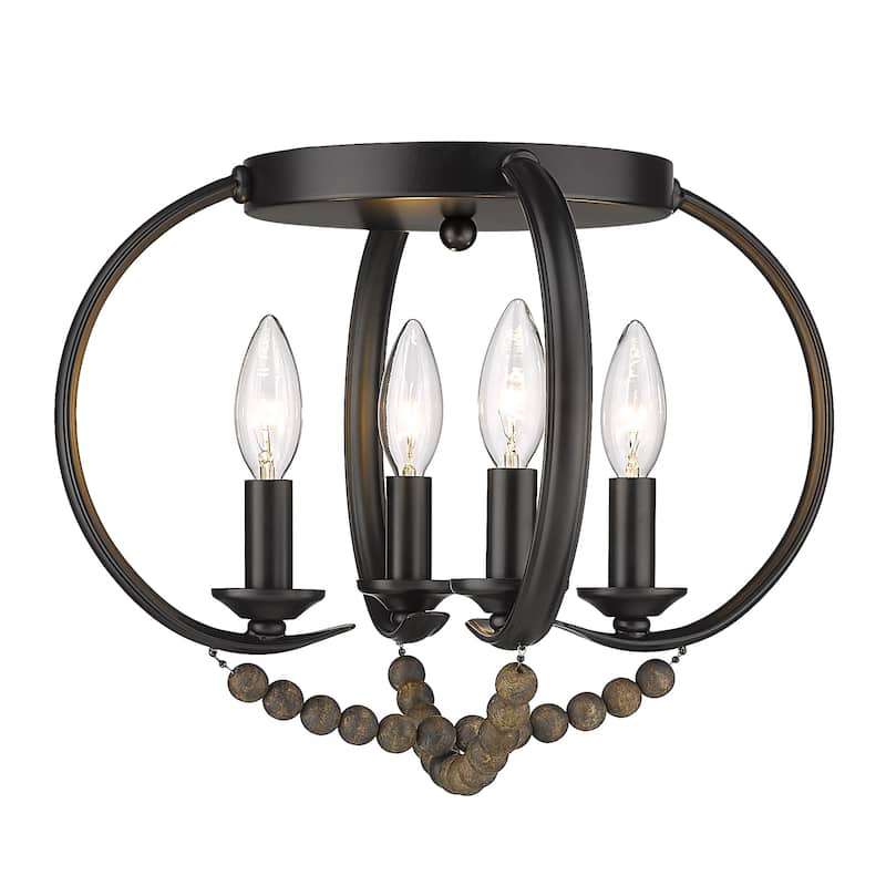 Golden Lighting Flori 4-light Flush Mount in Matte Black