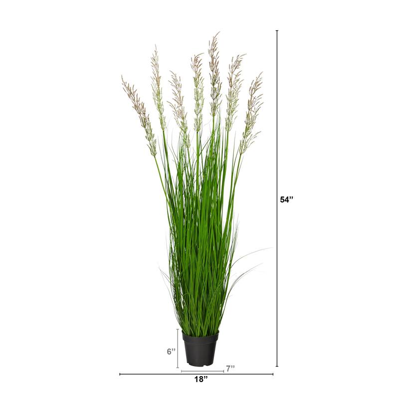 Artificial Plume Grass Plant 4.5Ft Indoor Outdoor Decor - Green