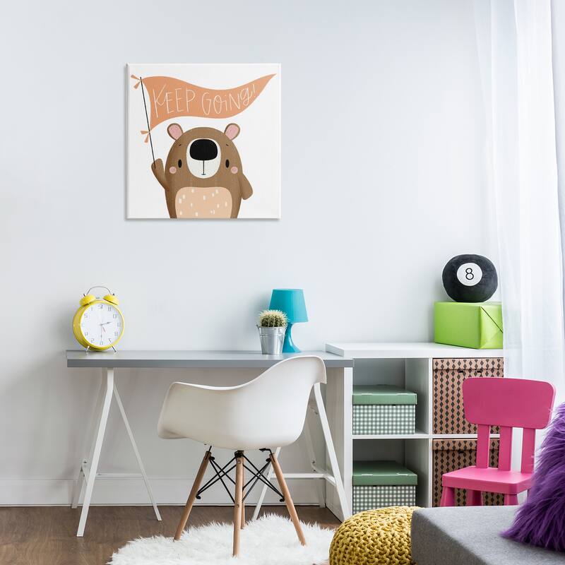 Stupell Motivational Bear Keep Going Canvas Wall Art Design By Sarah Hickman
