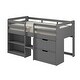 preview thumbnail 6 of 9, Wooden Twin Size Loft Bed with Built-in Drawers and Built-in Bookshelf and Chest For Home
